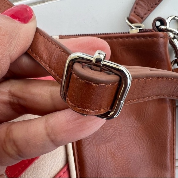 Miche Dee Brown Pink Crossbody Chevron Purse Bag. - Picture 11 of 12